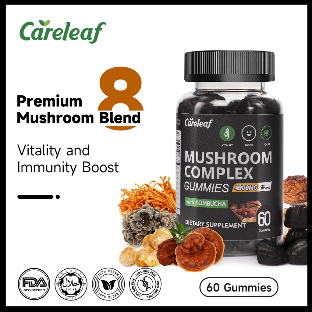 CareLeaf Functional Mushroom Complex with Kombucha Mental Focus Energy ...