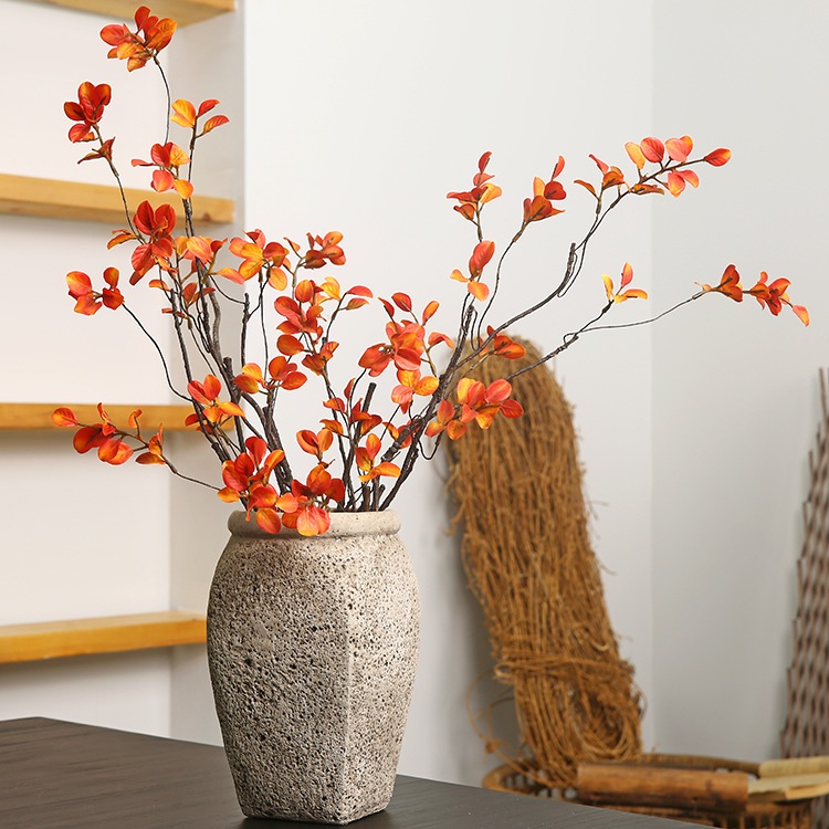 Artificial Red Leaves Fork Fake Plants Home Decoration for Chinese New ...