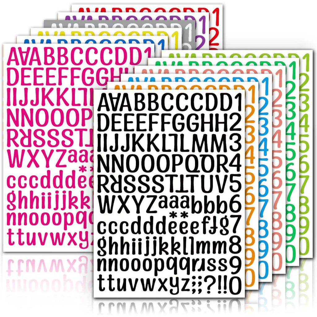 1512pcs/12 Sheets Vinyl Letter Stickers Waterproof Numbers Sticker ...