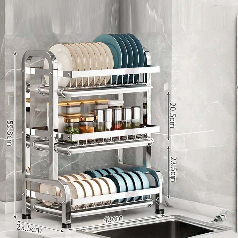 Stainless Steel Dish drainer rack Kitchen Storage Multi-Functional ...