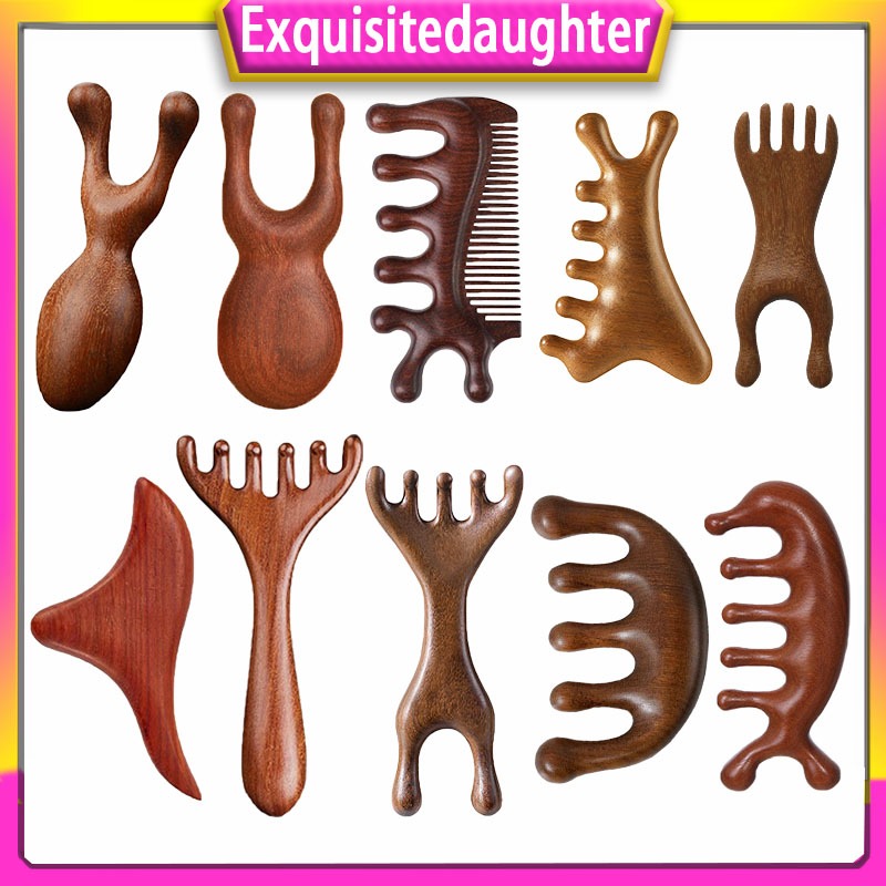Sandalwood massage comb acupoint stick deer horn comb rake meridian ...