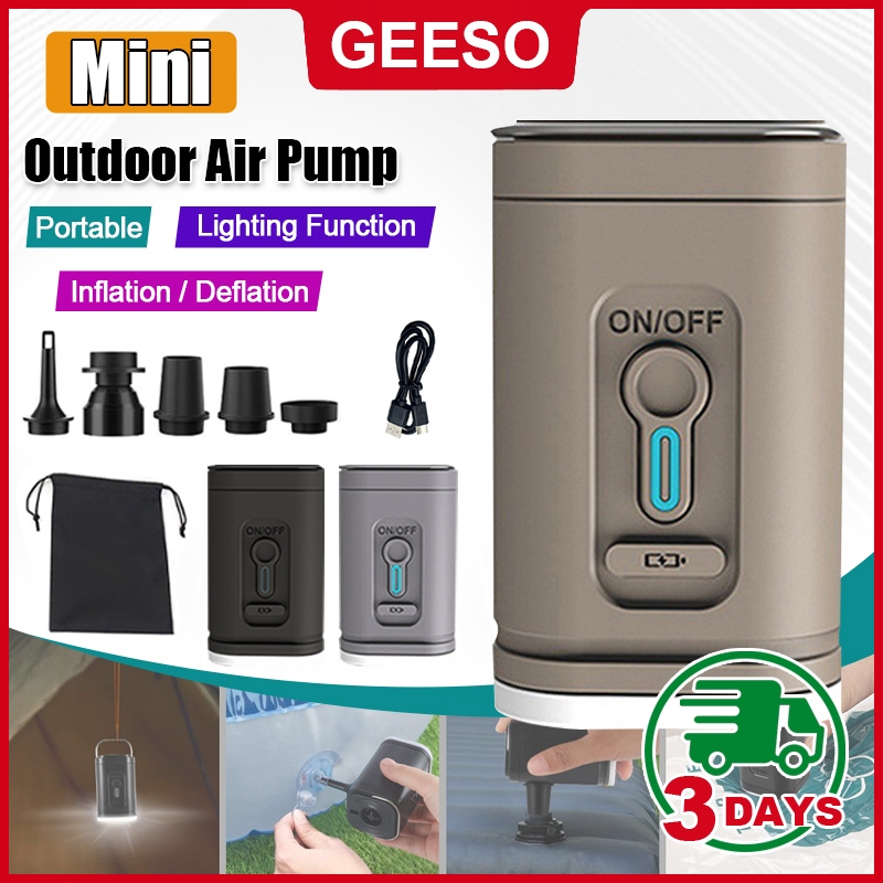 GEESO 2 IN 1 Electric Air Pump Rechargeable Battery Mattress Portable ...