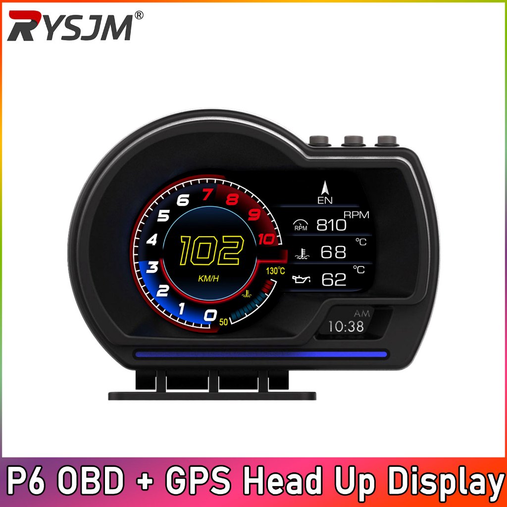 P6 OBD+GPS Dual System Head Up Display Car HUD Gauge Digital OBD2 Meter ...