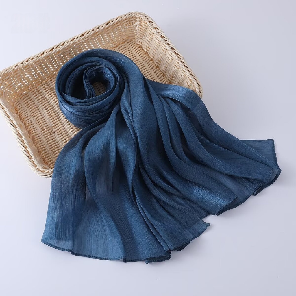 Jifang Spring Summer Soft Shiny Glitter Silk Satin Shawl Scarf