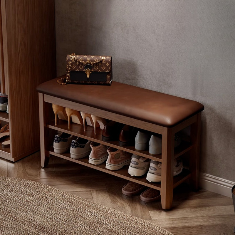 Wood Solid Shoes Changing Stool Shoe Rack With Seat Adjustable Shoe ...
