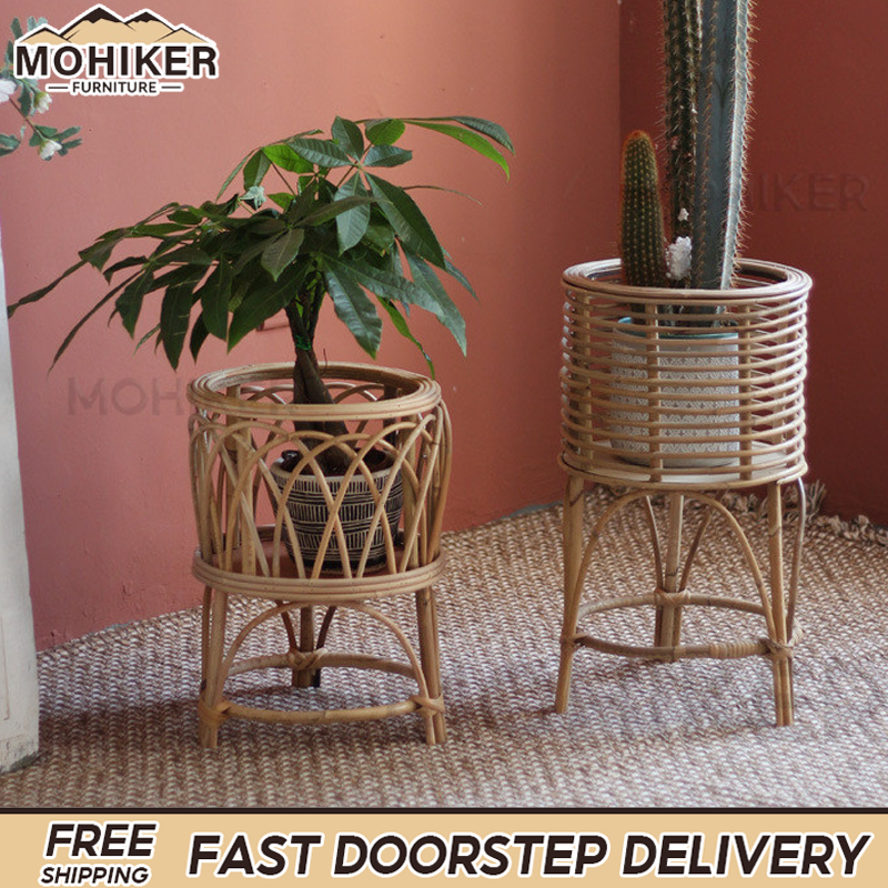 MK Nordic Rattan Flower Pot Tripod Stand Detachable Plant Basket Multi ...