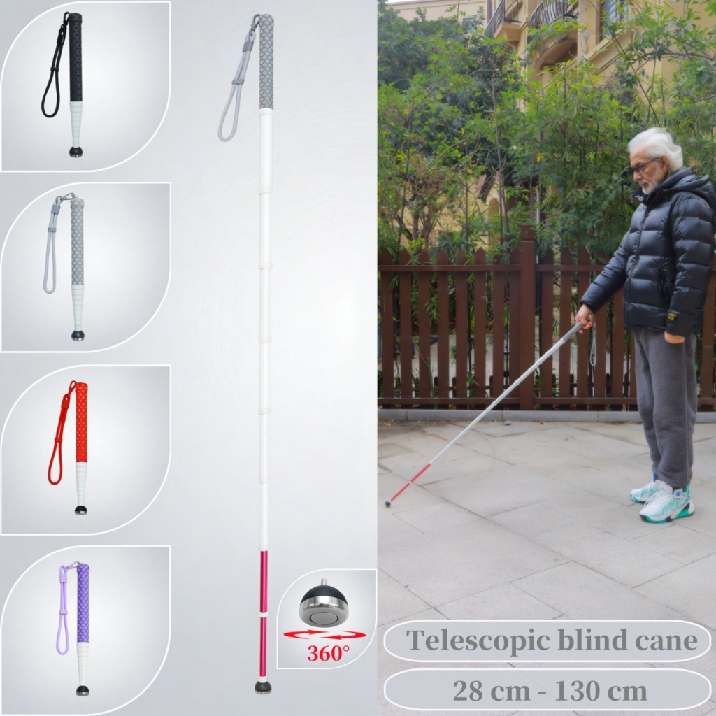 130cm Titanium Alloy Telescopic Blind Cane – White Cane for Visually ...