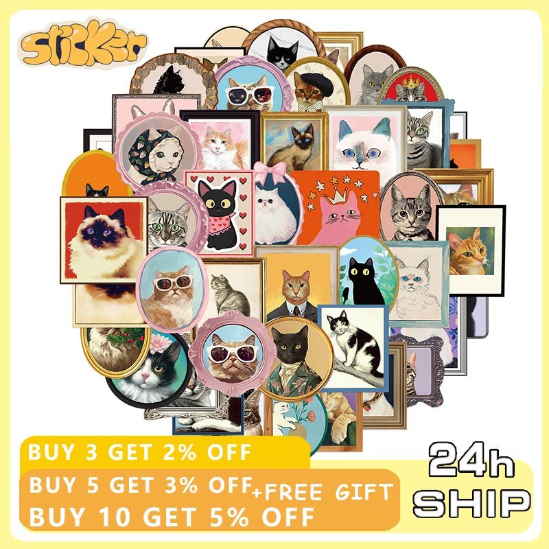 50pcs Cute Meme Cat Graffiti Stickers DIY Luggage Laptop Phone ...