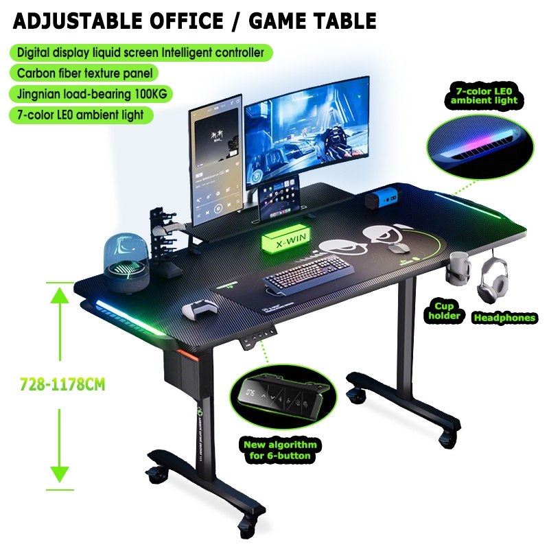 SG ⚡️Ready stock⚡️Smart gaming Table Electric Height Adjustable Study ...