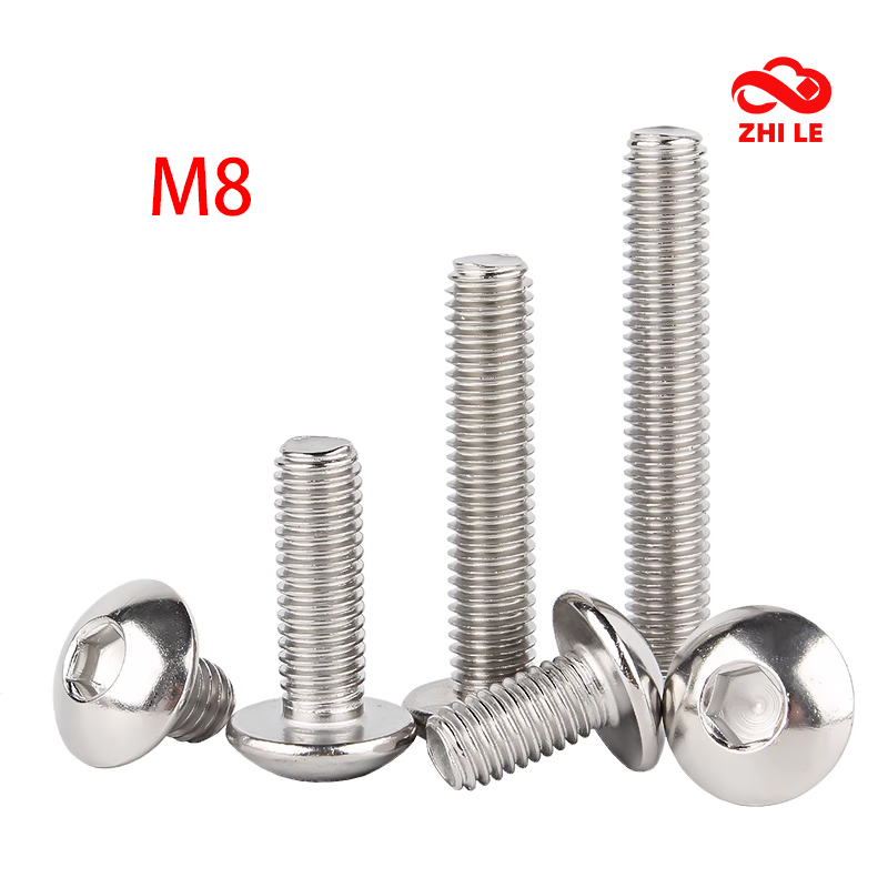 M8 Hexagon Socket Button Head Bolts 304 Stainless Steel Hex Screws Kit ...
