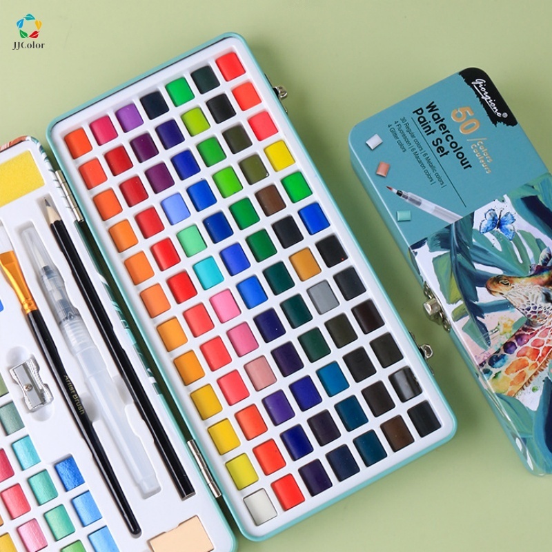Solid Watercolour Paint Drawing Set 50/72 Colors Pigment With Brush ...