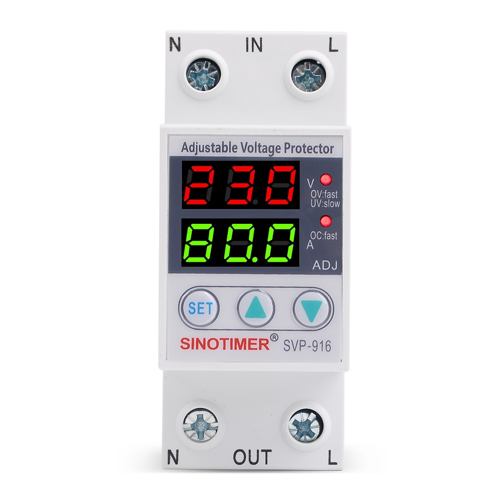 Dual Display Adjust Over Under Voltage Relay Protector 220V 63A 40A ...