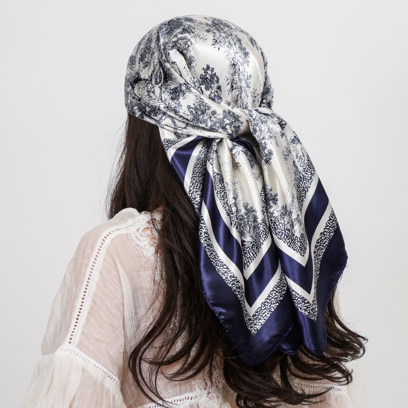Square Silk Scarf 90*90cm Women Luxury Brand Handkerchief Bandana