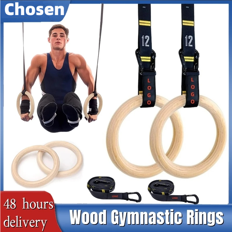 Ready Stock 32mm Double Circle Wood Gymnastics Rings with Quick Adjust ...