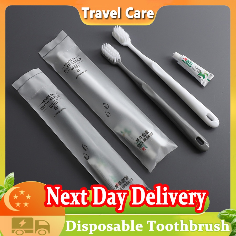 [SG Local Stock]Disposable Toothbrush Set With Toothpaste Travel Soft ...