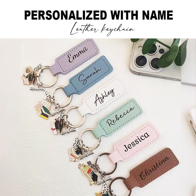 Graduation Gift | Personalised Lether Keychain | Bag Tag | Children's ...