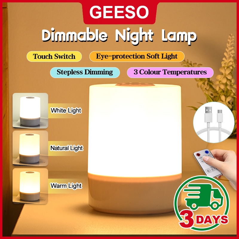 GEESO Dimmable Night Lamp LED Touch Lights USB Dim Light Small Bedside ...
