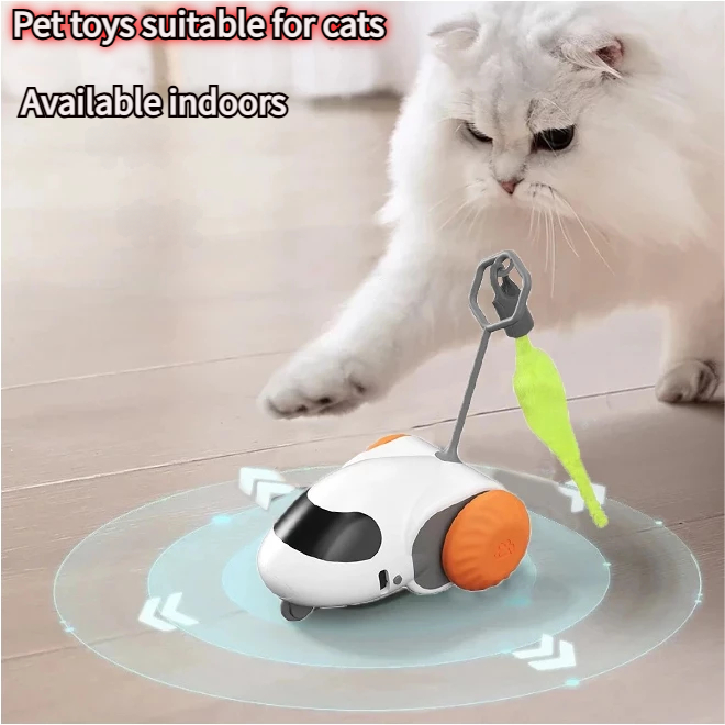 Remote control interactive cat car toy+USB charging chassis+automatic ...