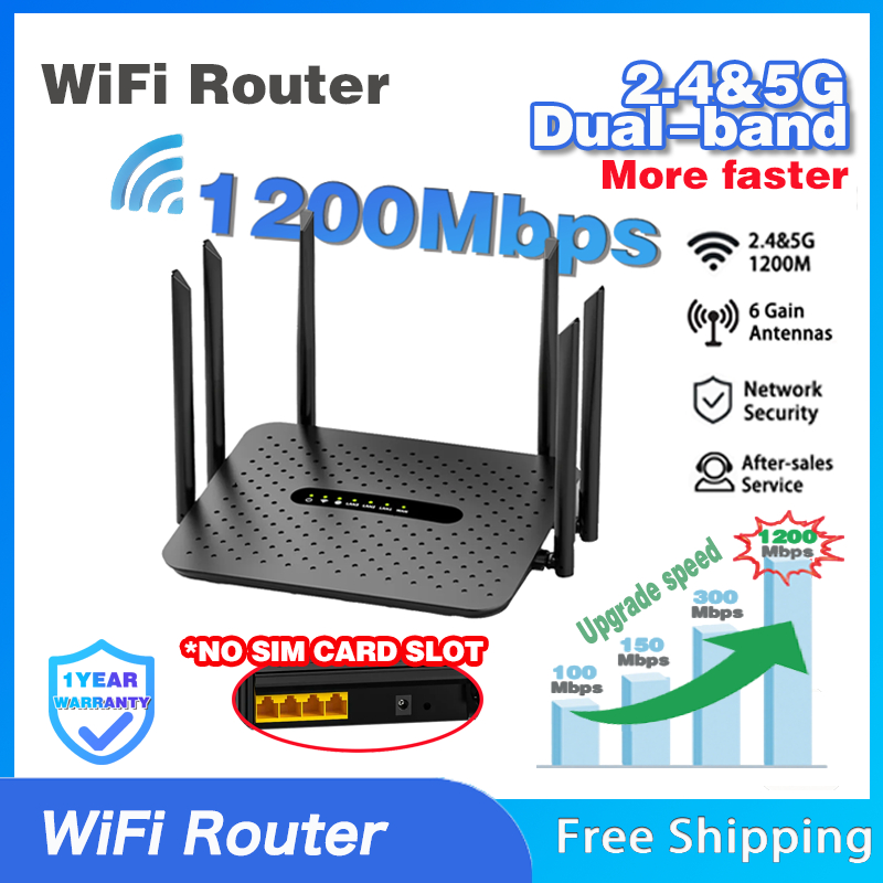 6 Antenna 1200M Wireless 5G Wifi Router Dual band Router | Shopee Singapore