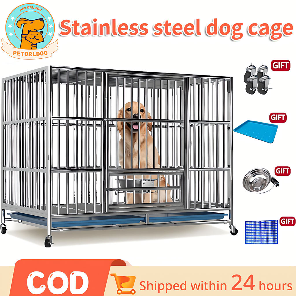 Stainless Steel Dog Kennel For Large Dogs 45-inch Heavy Duty