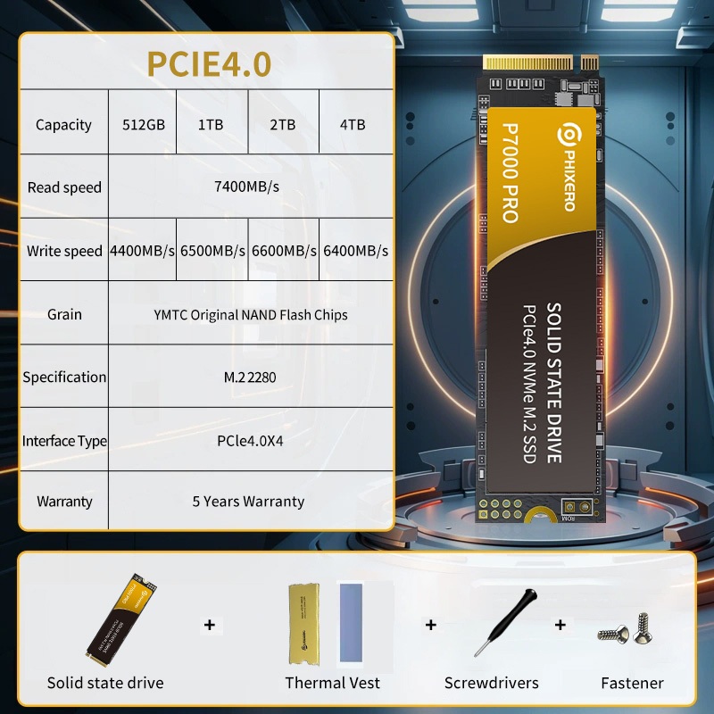 PHIXERO P7000PRO M.2 NVME SSD 2TB 4TB PCIe4.0 Internal Solid State