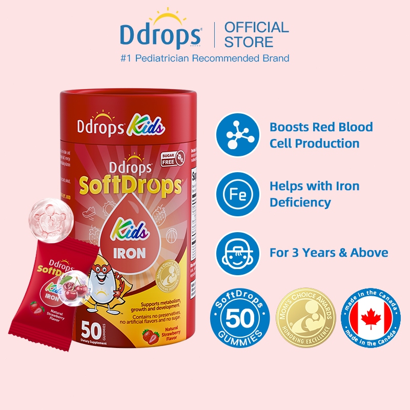 Ddrops Softdrops Kids Iron Gummy. Improves Anemia, Allergy-Friendly ...