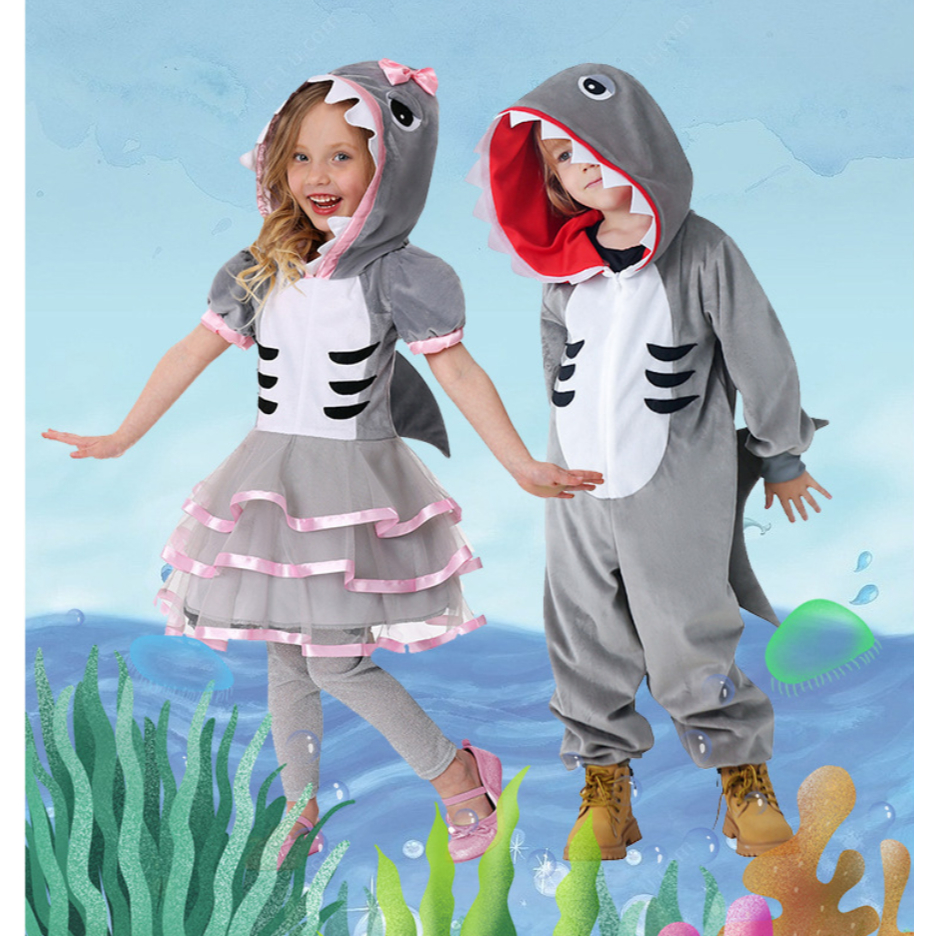 Children's shark animal cartoon cute boys girls Halloween cosplay stage — free download