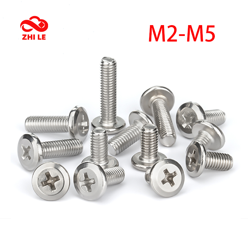 M2 M2.5 M3 M4 M5 Cross Large Flat Head Bolts 304 Stainless Steel ...