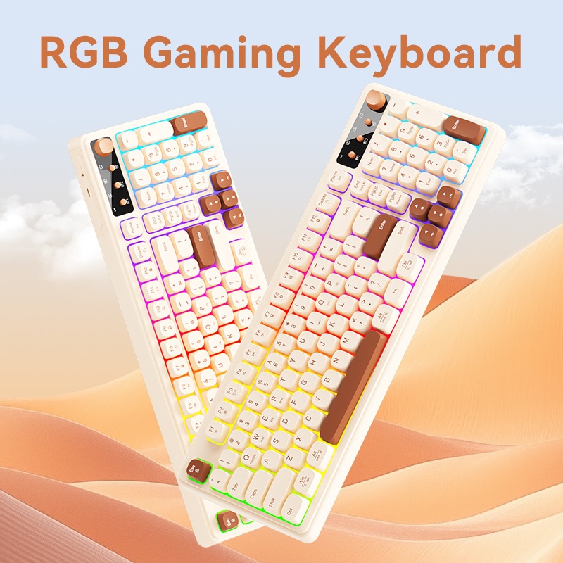 BOW K520 Three-mode Series Rechargeable Ergonomic Keyboard RGB ...