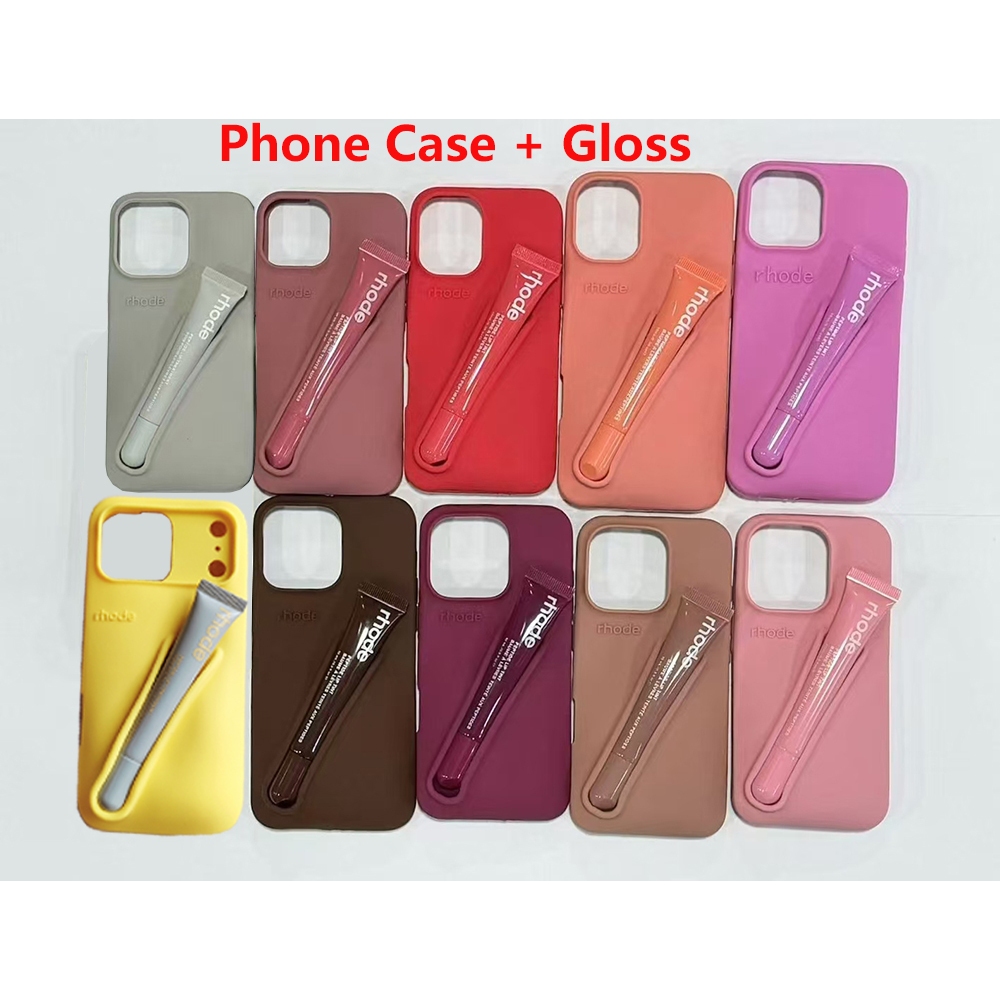 Has Logo rhode Lipstick + Phone Case Portable Lip Gloss Holder Ins