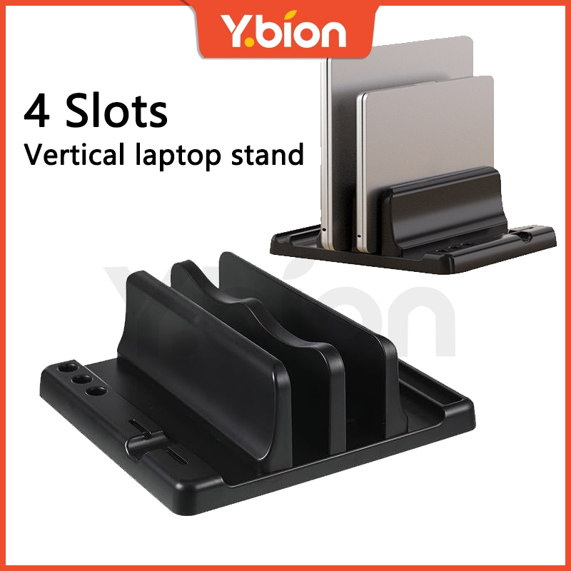 Vertical Laptop Stand for Desk, Dual Slots Plastic Laptop Holder with ...