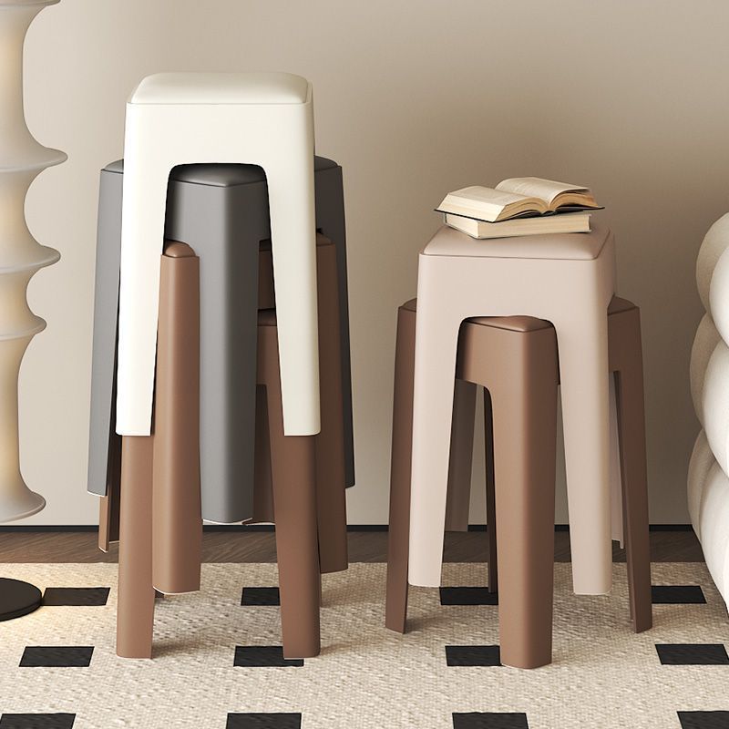 【SG Seller】Stackable Plastic Stool With Cushion Dining Chair Set of ...