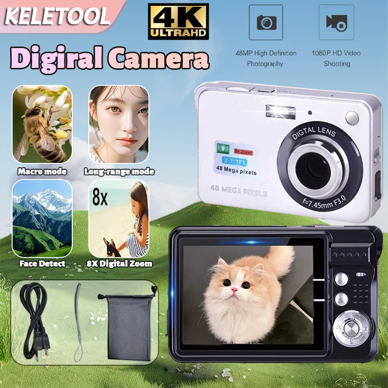 4K Digital Camera with Flip Screen Auto Focus 16X Zoom Anti-Shake 3 ...