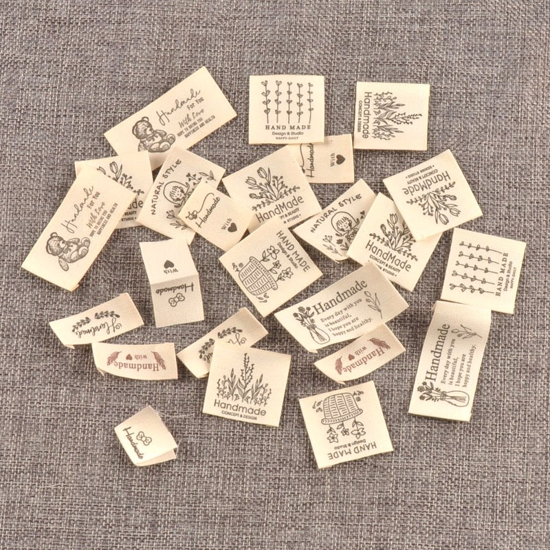 50Pcs 28-52mm Mixed Flower Pattern Embroidery Labels Garment Tags For ...
