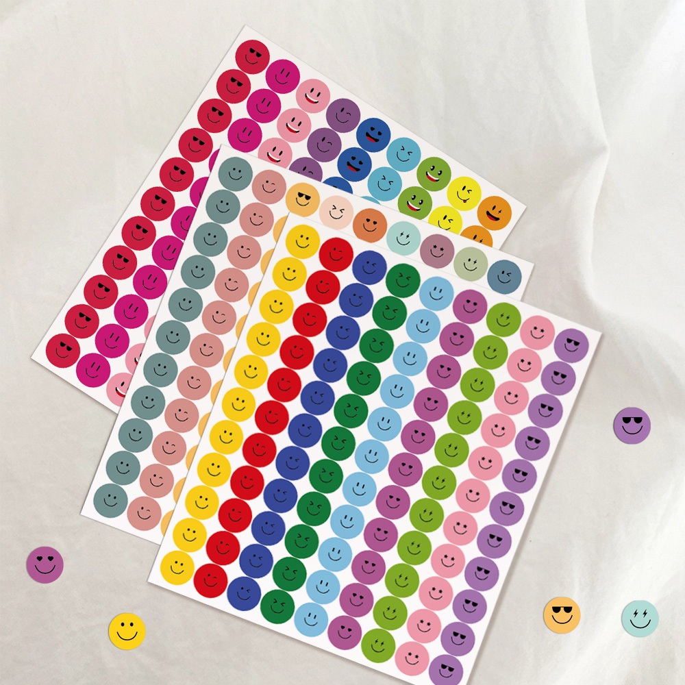 990 Pcs/Pack Round 1cm Cute Smiley Face Emoji Stickers Scrapbook Diy ...