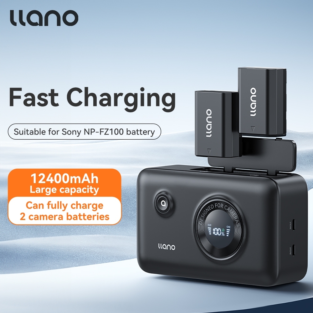 Llano Fast Camera Battery Charger Dual Slot Digital Display with ...