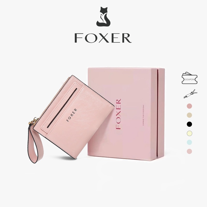 FOXER Cowhide Wallets Mini Coin Purses Women's Credit Card Holders ...