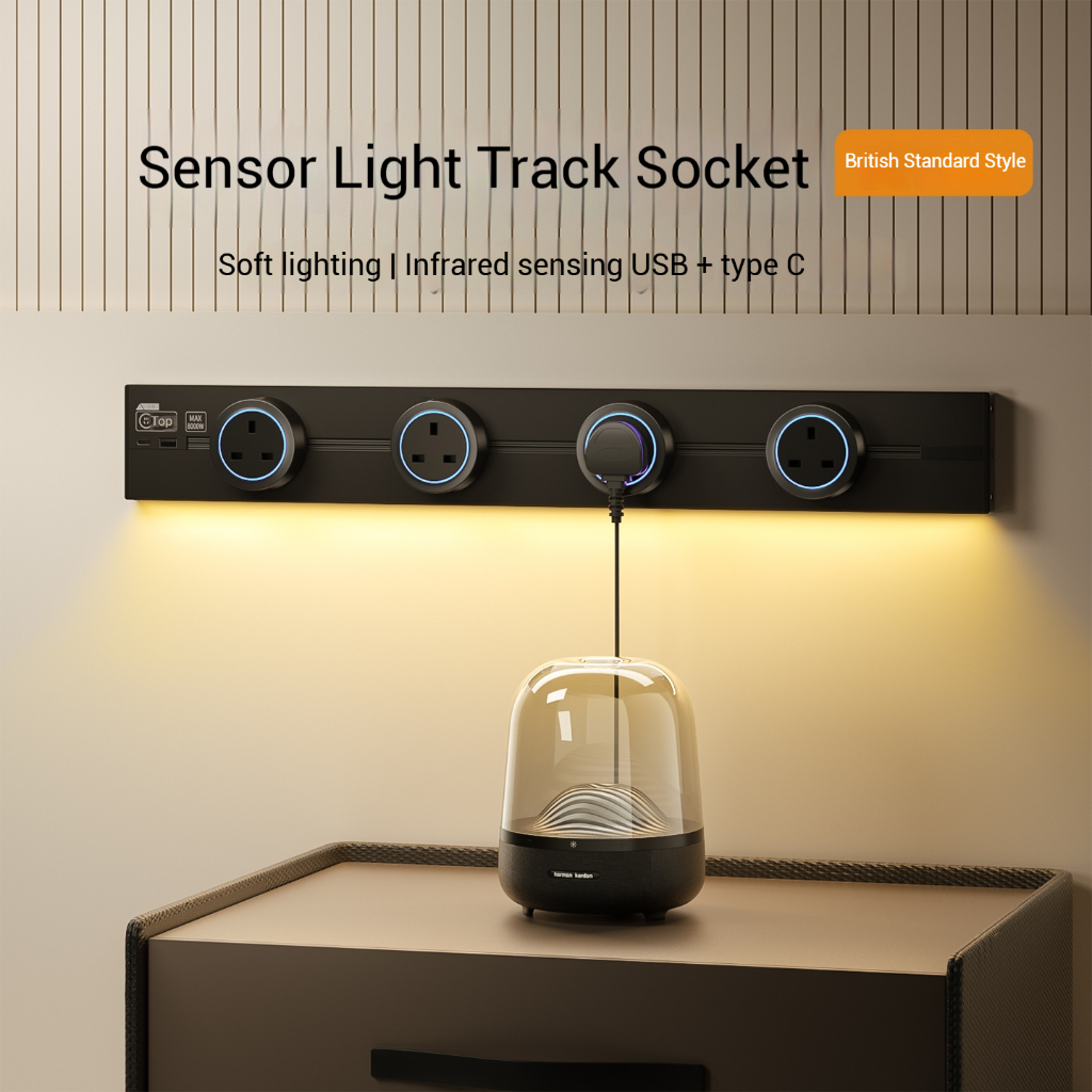 Aodoran Kitchen Power Track Socket with Sensor Light British Multi ...