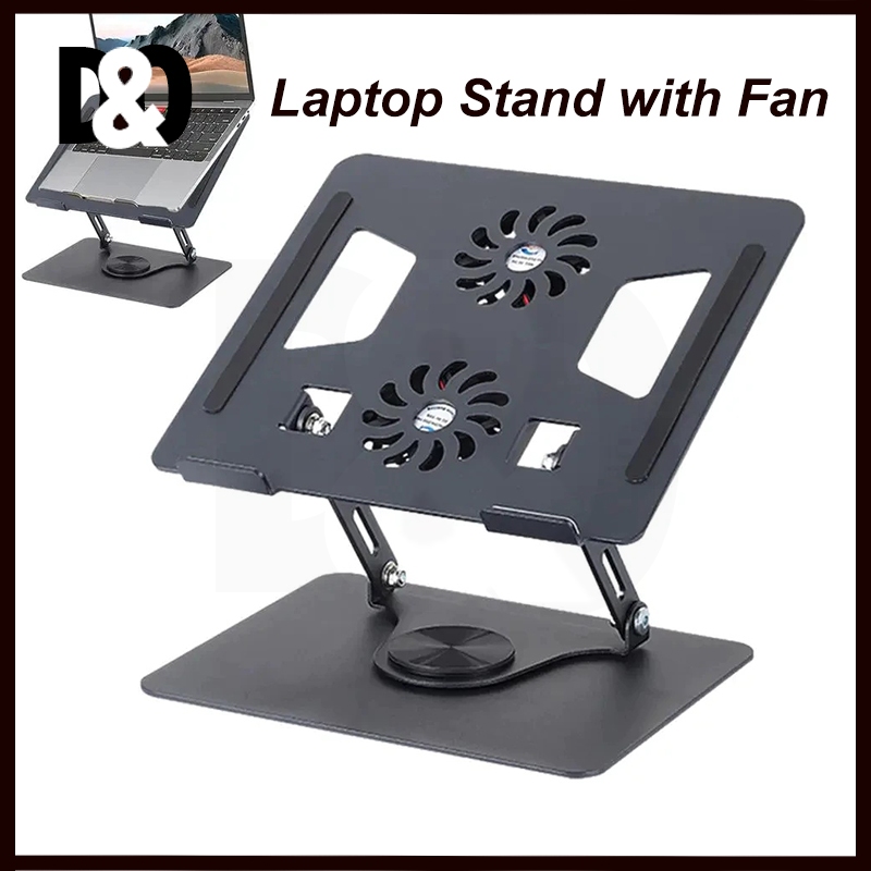 Laptop Stand with Fan 360 Rotatable Carbon Steel Tablet Cooling Stand ...