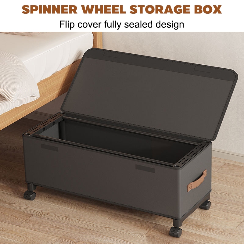 Bed Bottom Storage Box with Wheels Snack Clothes Storage Box Dustproof ...