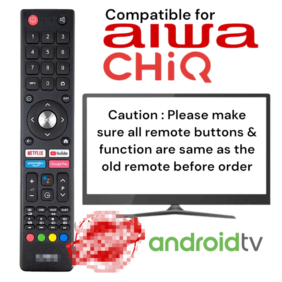 CHIQ Voice Function and AIWA Smart TV Remote Control Model 3-182N324QC1 ...