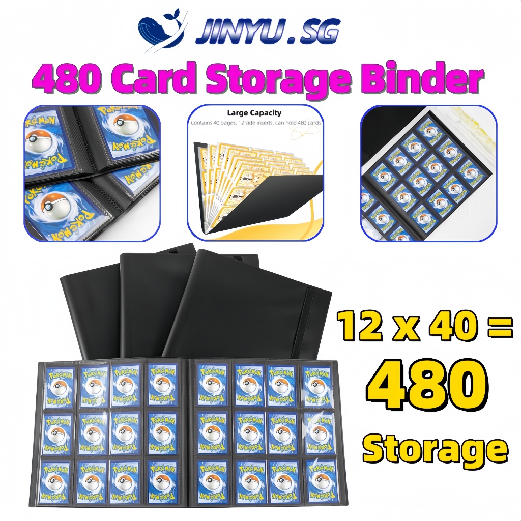 Card Binder 12 Pockets Game Card Album Holds 480 Cards Pokémon Cards ...