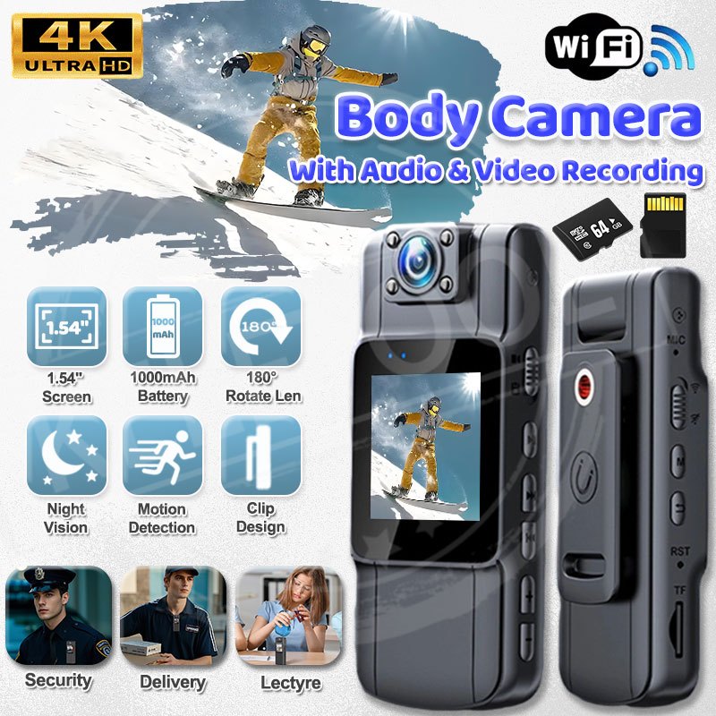 Mini Body Camera with Audio and Video Recording 4K HD Bodycam Camcorder ...