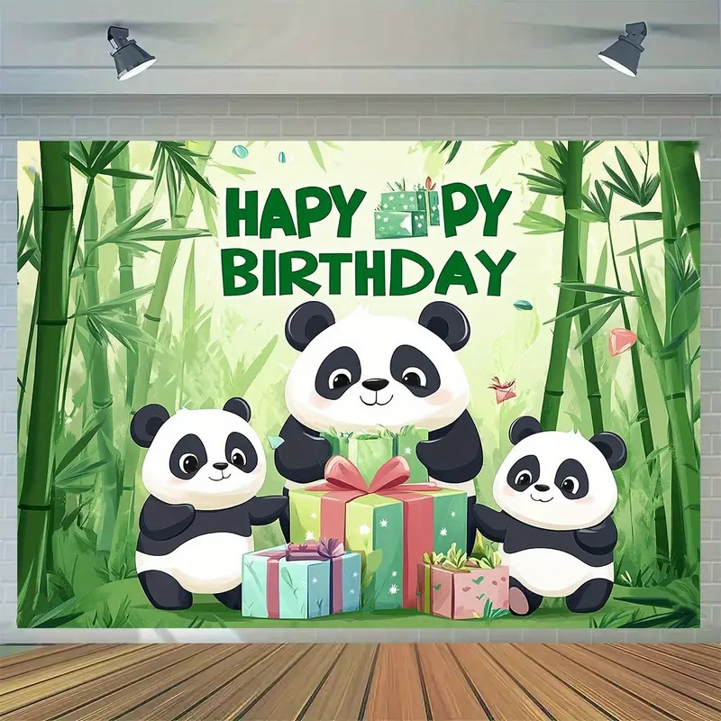 Panda Theme Birthday Photography Backdrop Happy Birthday Background ...