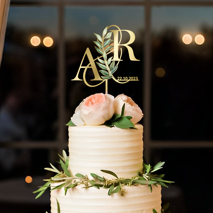 Personalized Wedding Cake Topper Acrylic Floral Wedding Anniversary ...