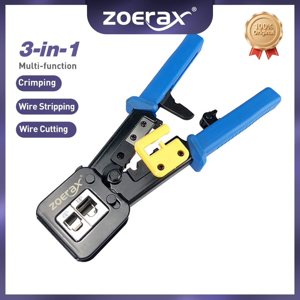 ZoeRax RJ45 Crimp Tool Pass Through Crimper Cutter per Cat6a