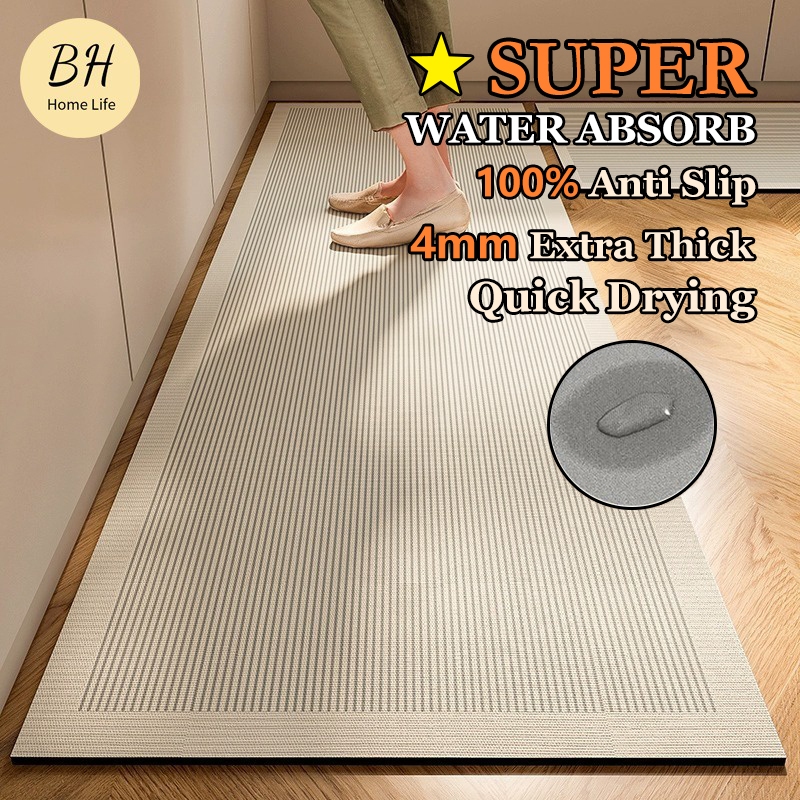 [BH]Japanese Kitchen Diatomite Long Mat Anti Slip Soft Floor Mat ...