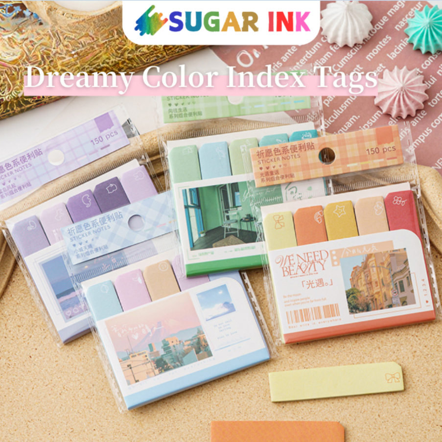 150 Sheets Label Tag Sticky Note Dreamy Color Index School office ...