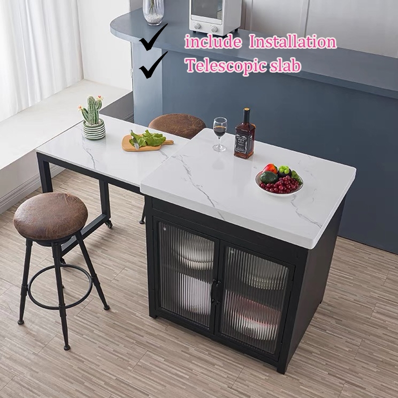 Dining Table Marble Light Cupboard Luxury Retractable Island Dining ...