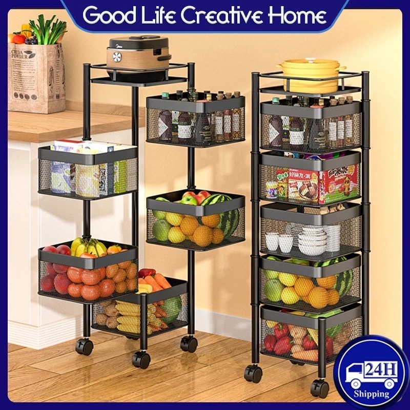 Steel Kitchen Rotating Rack Vegetable Spice Shelf Storage Organizer ...